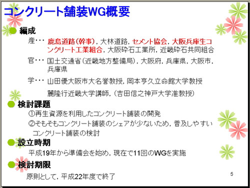 コンクリート舗装ワーキンググループ概要